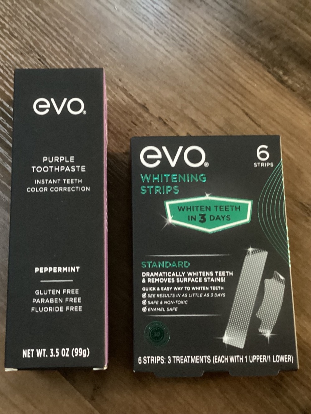 EVO Purple Toothpaste and Whitening Strips Bundle New